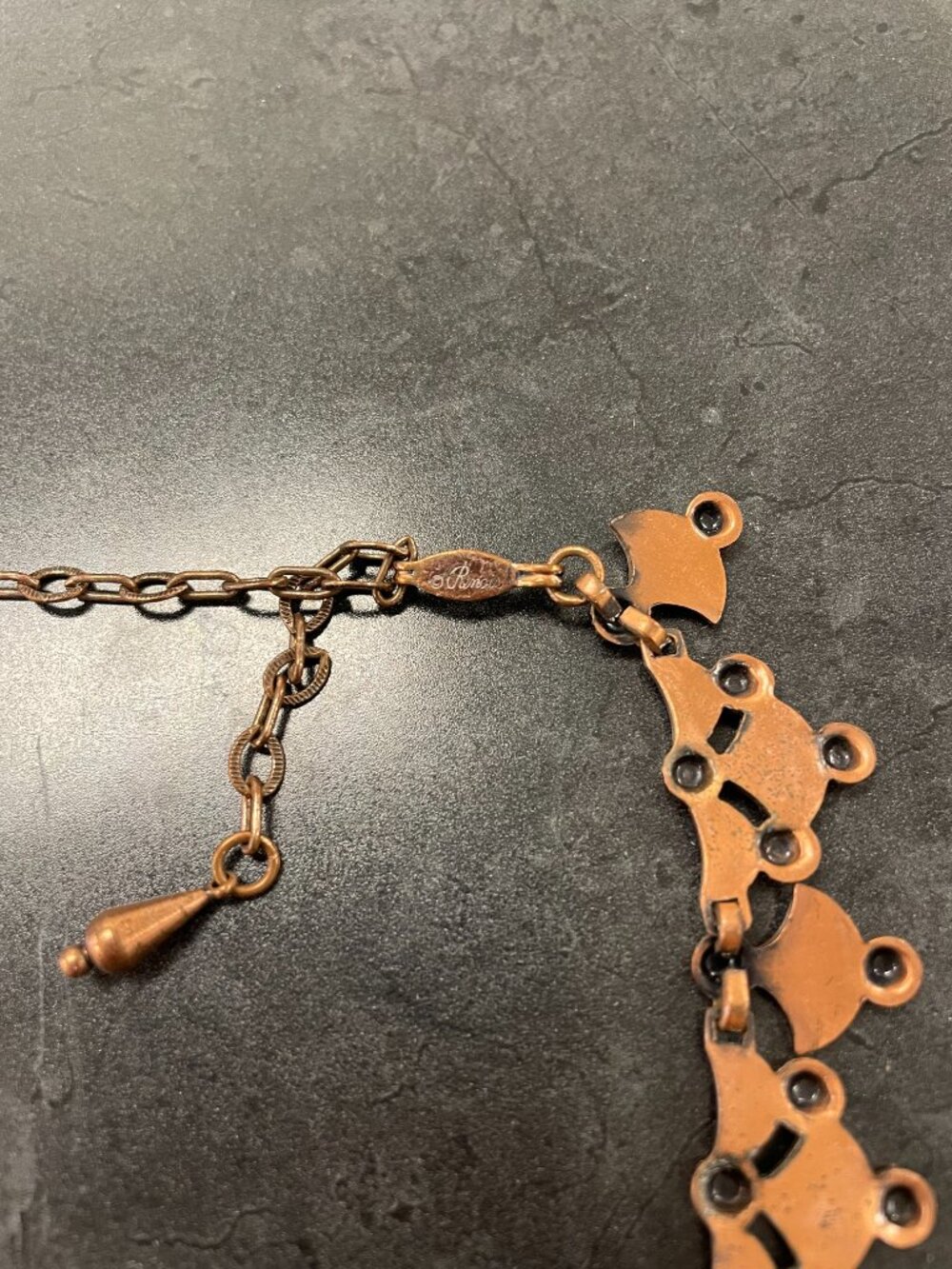 Vintage Renior Copper Filligree Choker and Clip-on Earring Set - Picture 3 of 4